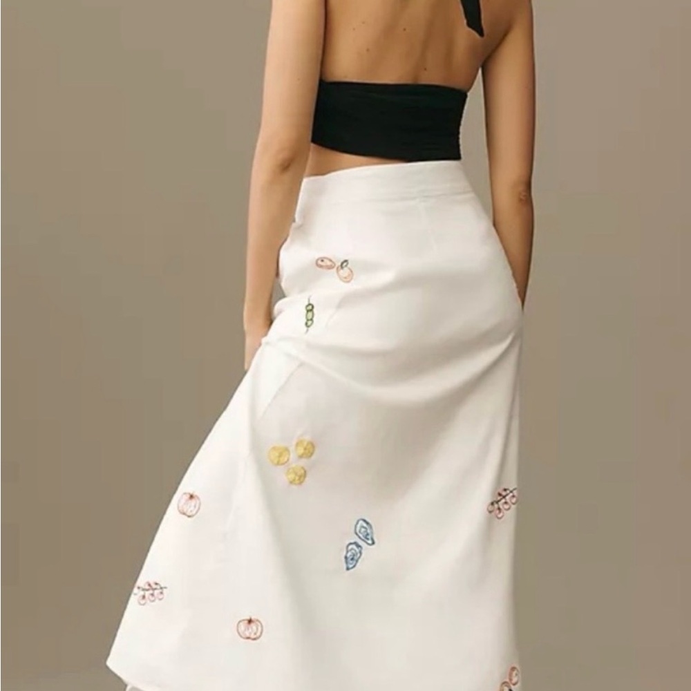 Maeve Anthropologie Embroidered Maxi Skirt with Front Slit - Picture 2 of 8